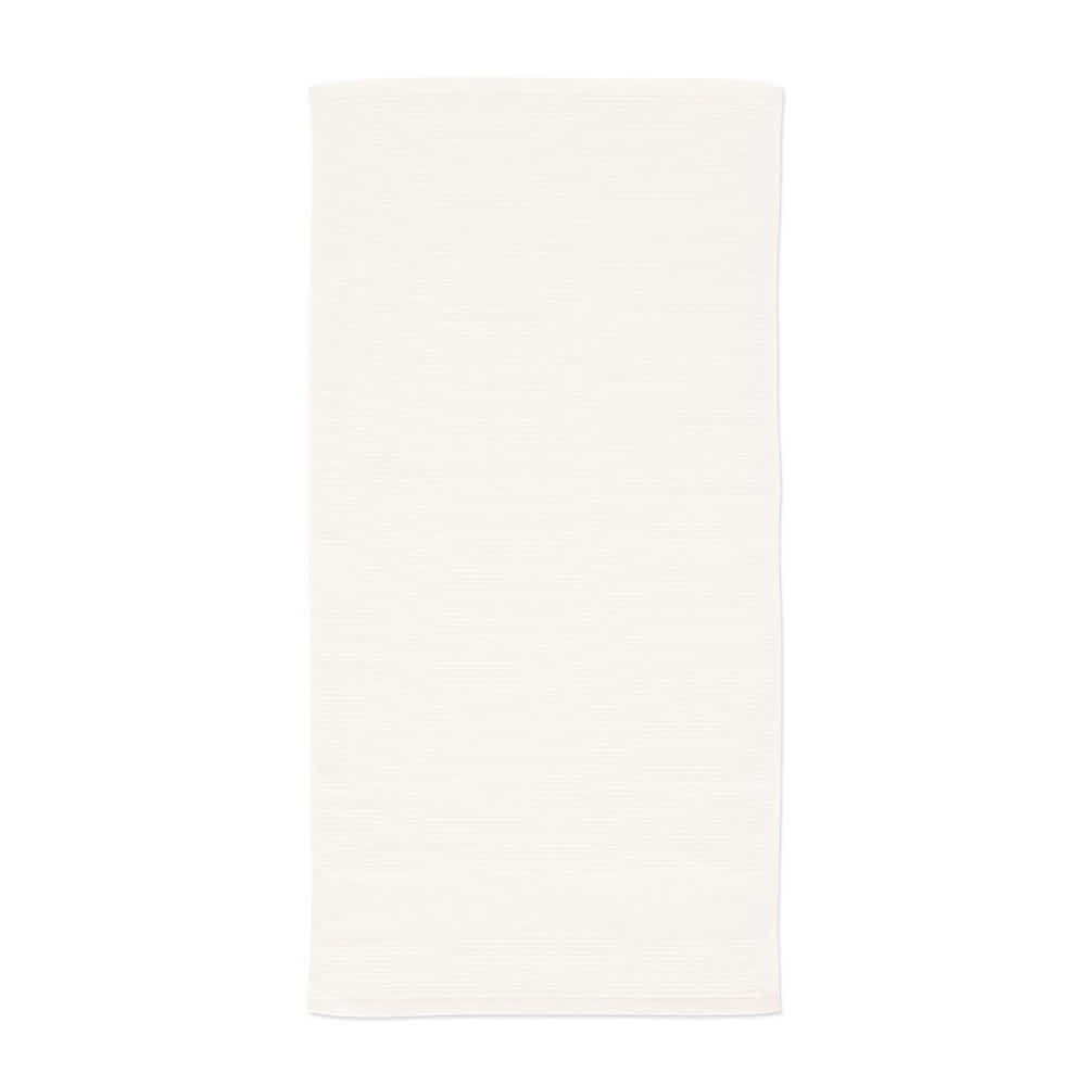 A soft, cream-coloured towel made from cotton with a 500 gsm weight, featuring a logo.
