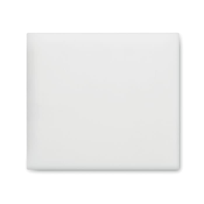 A square, matte white product with a smooth surface. It has no visible logos or branding.