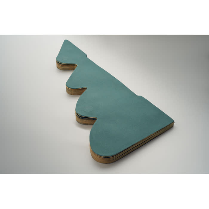 A teal drink bottle with a unique, scalloped design, featuring a wood-like base and a rounded top.