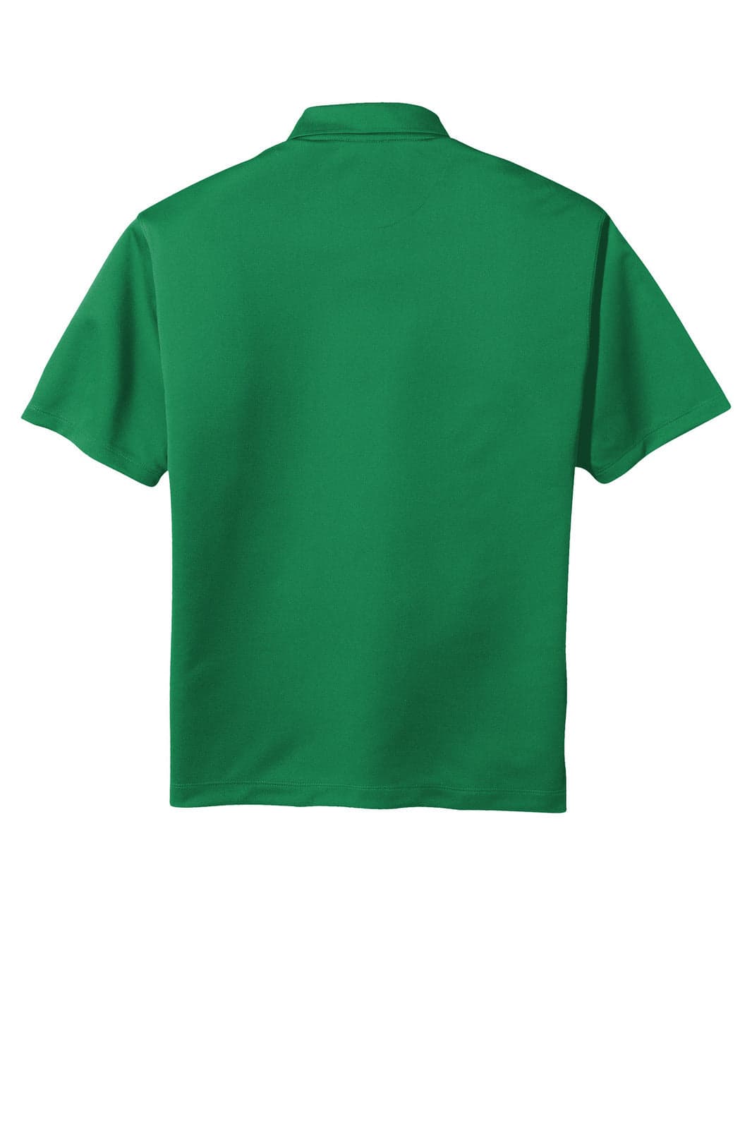 A green Nike Tech Basic Dri-FIT polo shirt with a classic collar. The back view features a plain design.