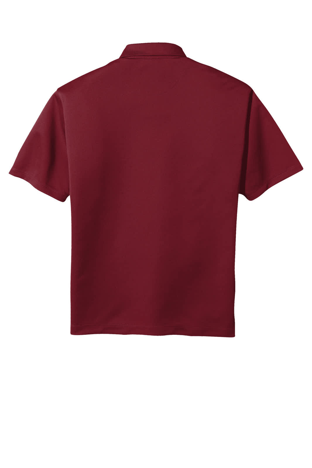 A maroon Nike Tech Basic Dri-FIT polo shirt with a collar and short sleeves, featuring a branding logo.