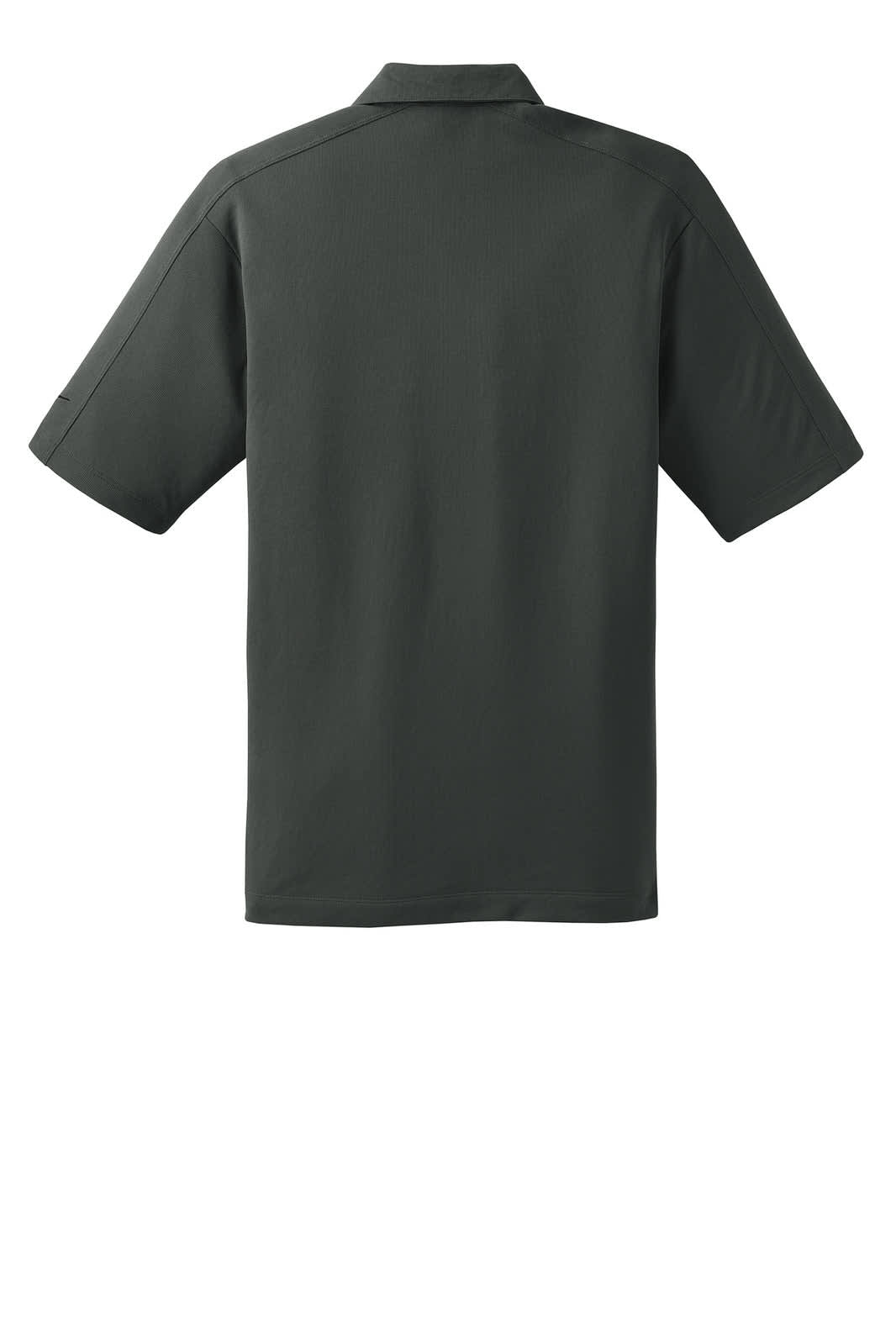 A dark green Nike Tech Sport Dri-FIT polo shirt, featuring short sleeves and a collar, with a logo on the side.