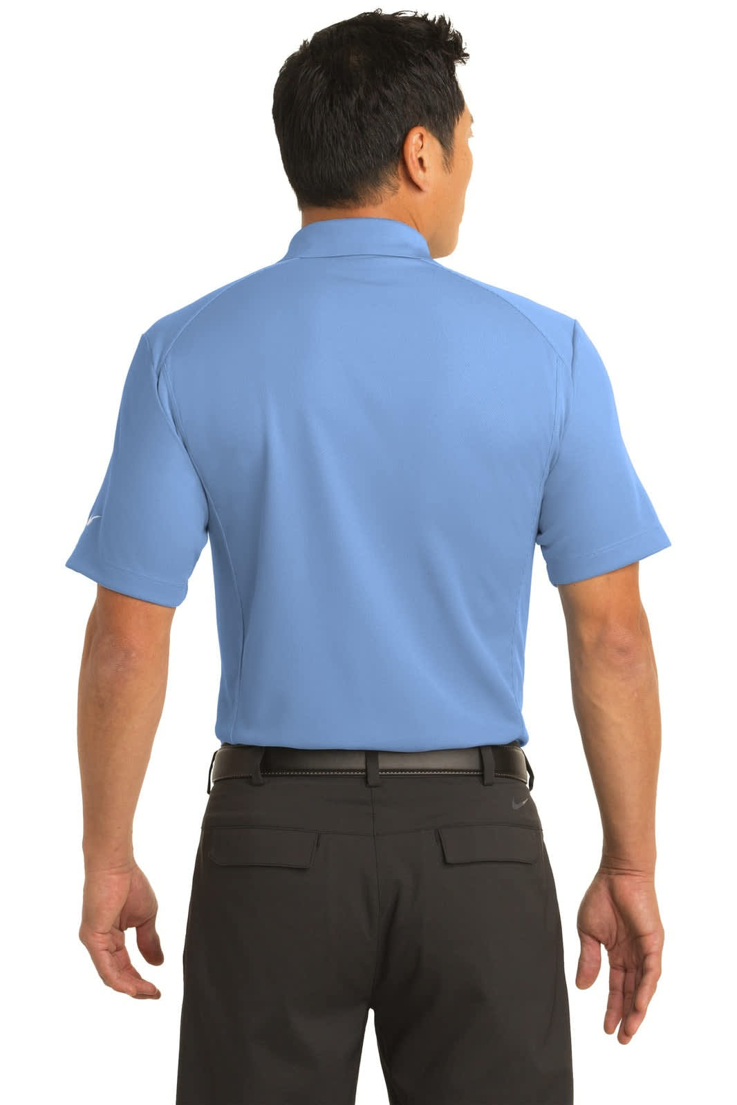 A light blue Nike Dri-FIT Classic Polo shirt with a short sleeve and a collar, featuring a logo on the side.