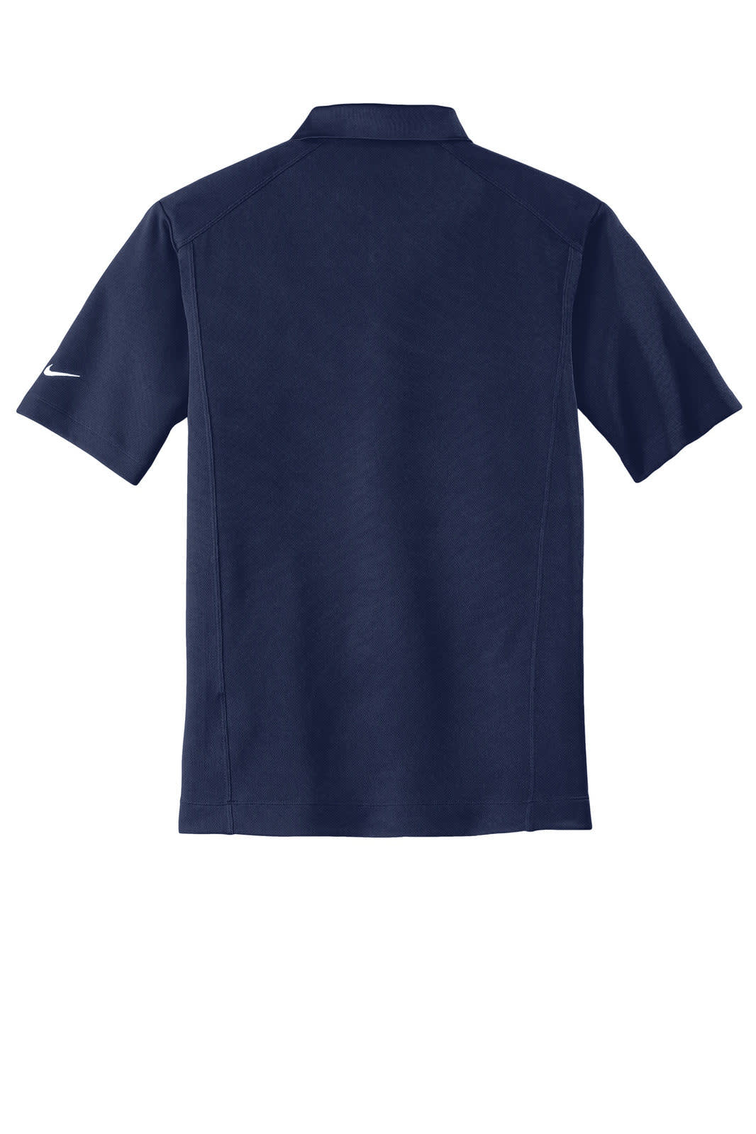 A navy blue Nike Dri-FIT Classic Polo shirt with a logo on the sleeve. The back features a classic polo design.