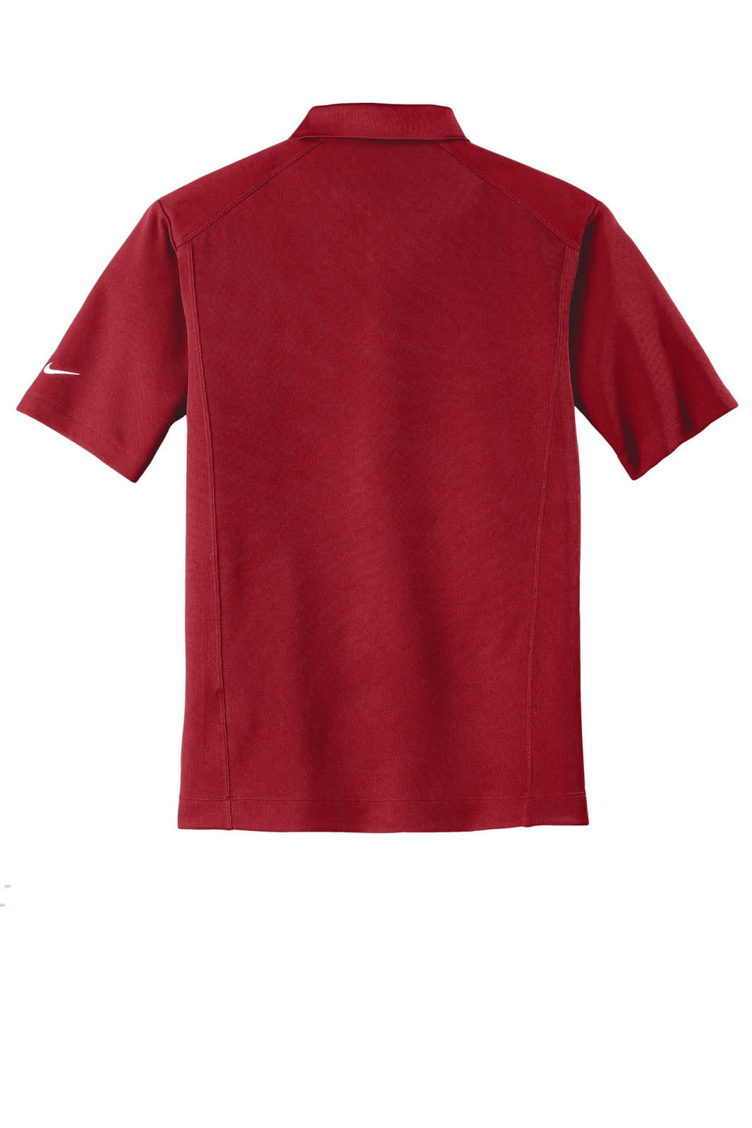 A red Nike Dri-FIT Classic Polo shirt featuring short sleeves and a collar, with a logo on one sleeve.