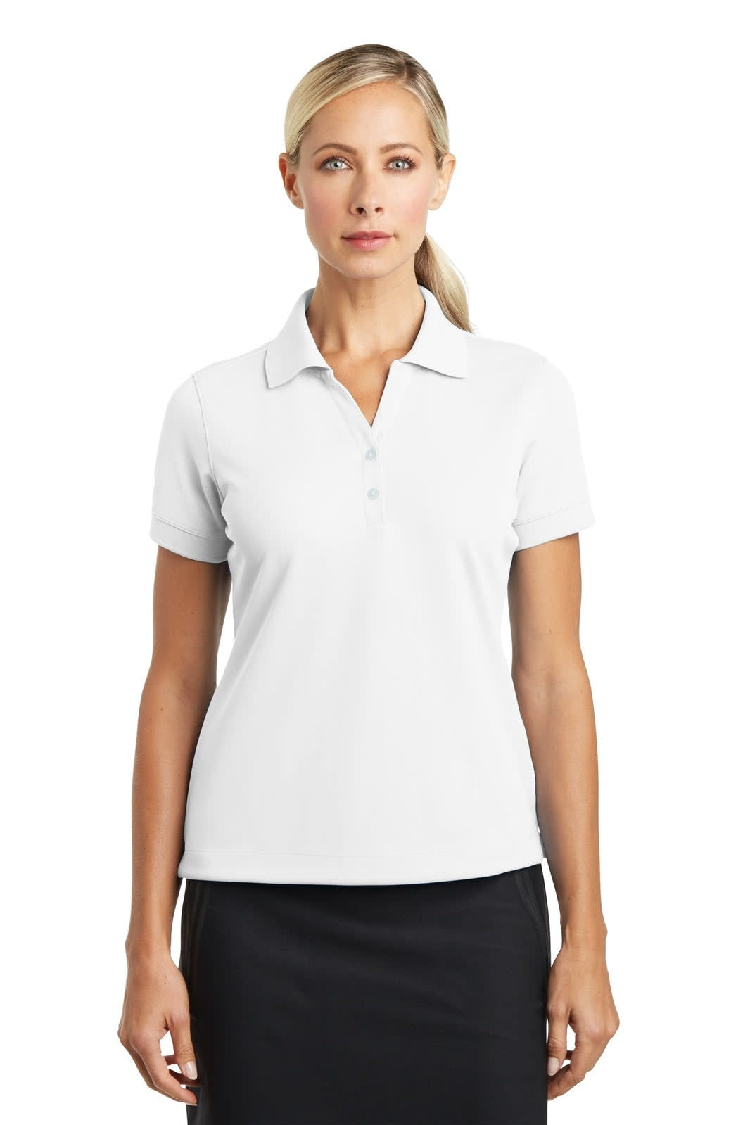 A light grey polo shirt with a collar and short sleeves, featuring a logo on the chest.