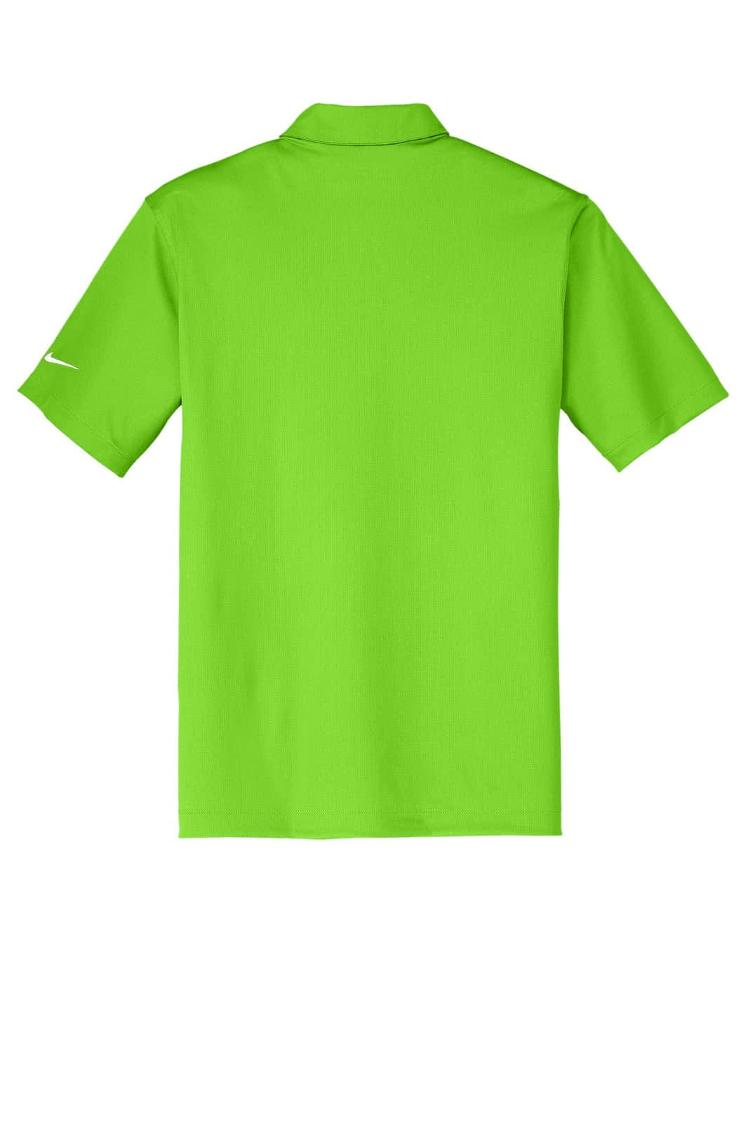 A bright green Nike Dri-FIT vertical mesh polo shirt featuring a logo on the sleeve.