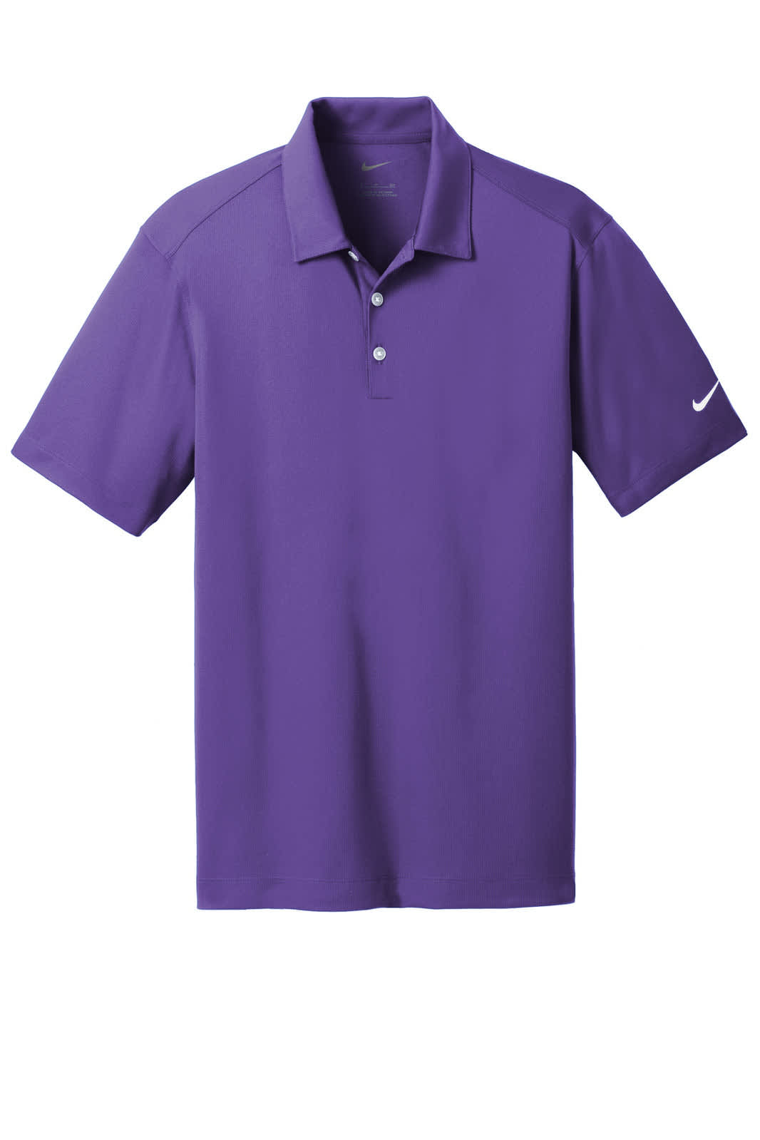A purple Nike Dri-FIT Vertical Mesh Polo shirt featuring a logo on the sleeve.
