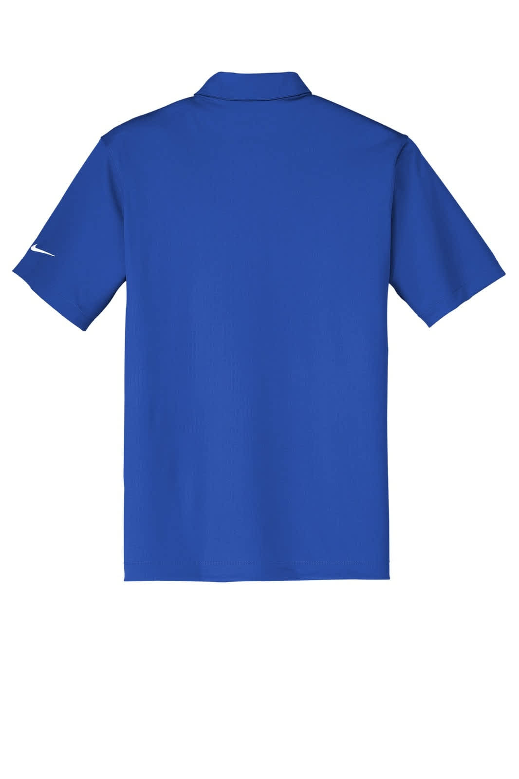 A blue Nike Dri-FIT Vertical Mesh Polo shirt featuring a brand logo on the sleeve.