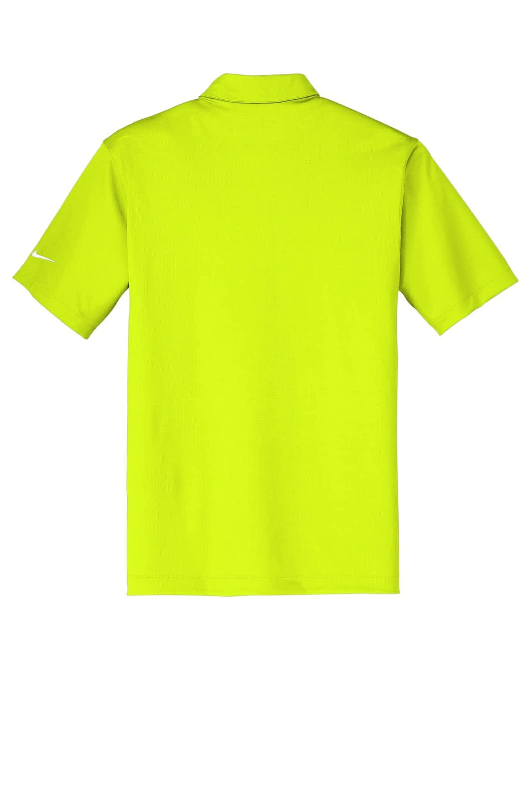 A bright yellow Nike Dri-FIT Vertical Mesh Polo shirt with a collar and short sleeves, featuring a brand logo.