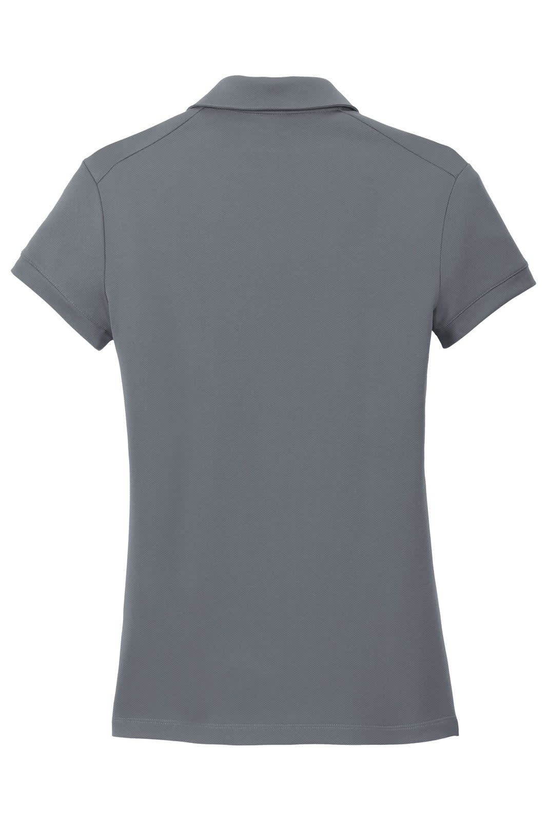 A grey polo shirt with a modern fit and short sleeves, featuring a collar and a logo.