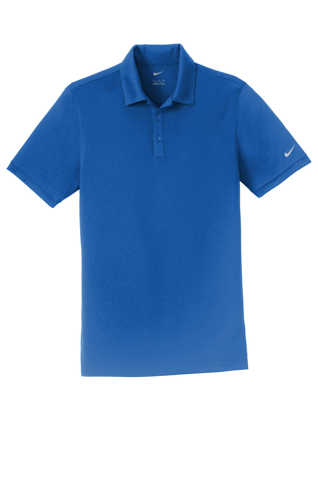 A blue Nike Dri-FIT polo shirt featuring a branded logo and a modern fit design.