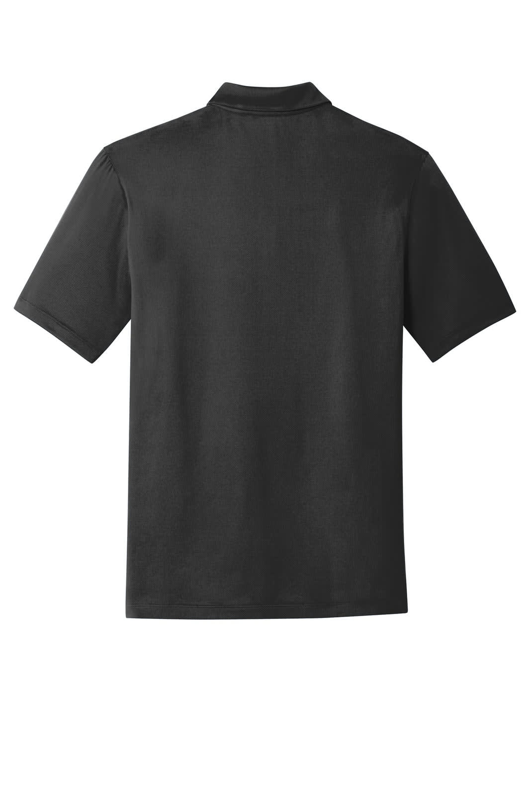 A black Nike Dri-FIT Legacy Polo shirt featuring a classic polo design and branding on the fabric.