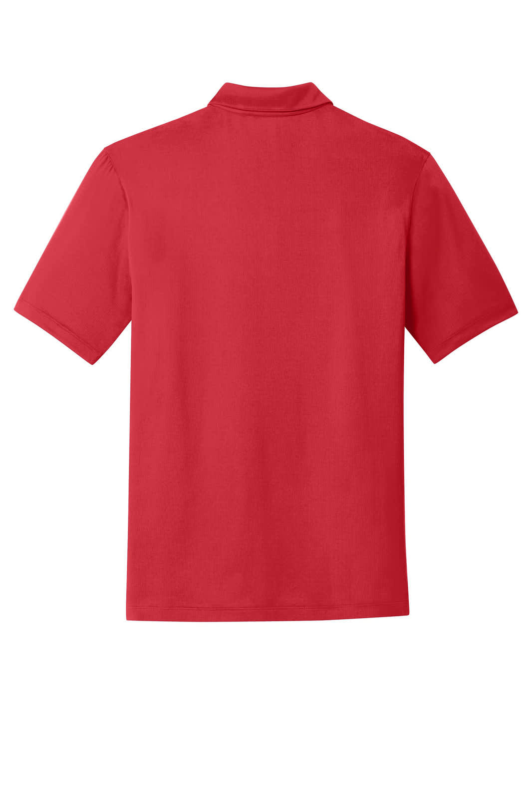 A red Nike Dri-FIT Legacy Polo shirt featuring short sleeves and a collar, with a logo on the front.