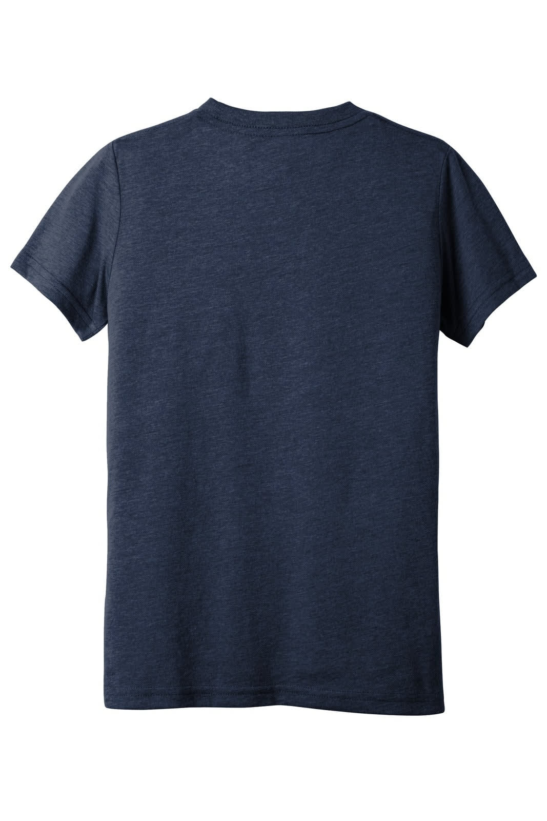 A dark navy youth triblend short sleeve T-shirt with a plain back and no visible branding.