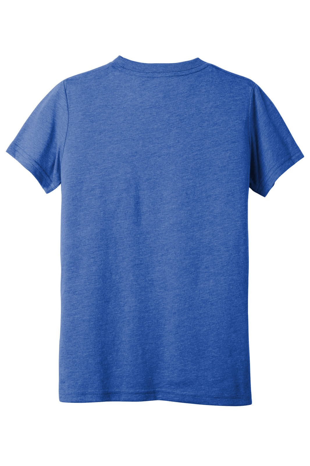 A blue youth triblend short sleeve tee with a plain back and no visible branding.