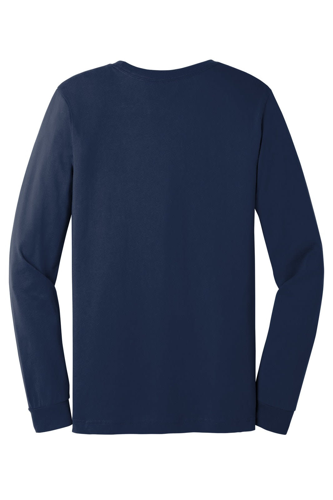 A unisex long sleeve tee in navy blue, featuring a simple design with no visible text or graphics.