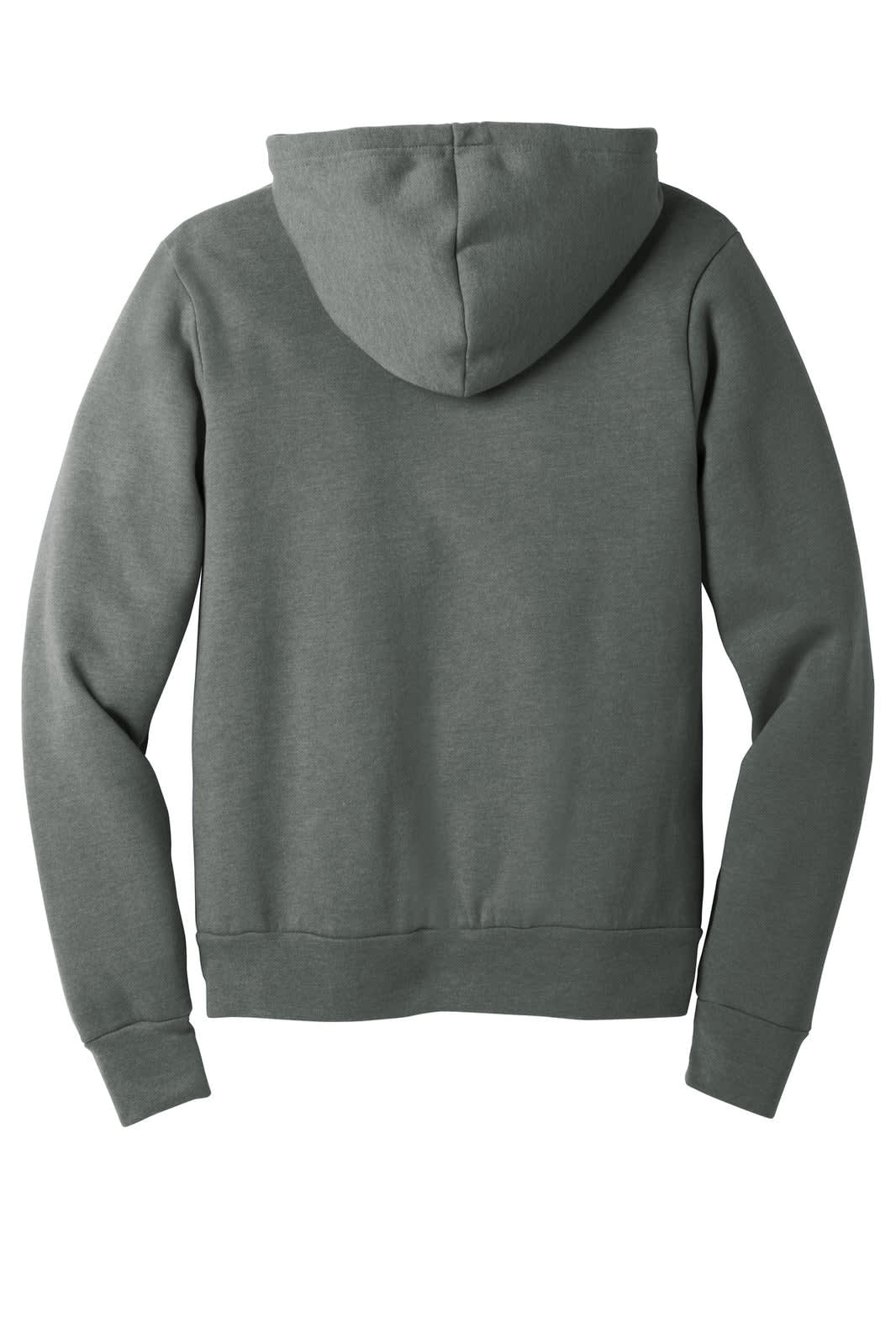 A unisex sponge fleece pullover hoodie in a muted grey colour, featuring a hood and long sleeves.