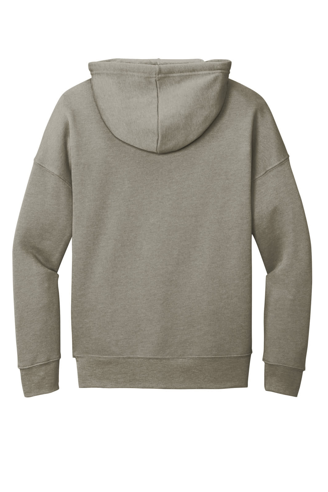 A unisex sponge fleece pullover hoodie in a muted grey colour, featuring a hood and long sleeves.