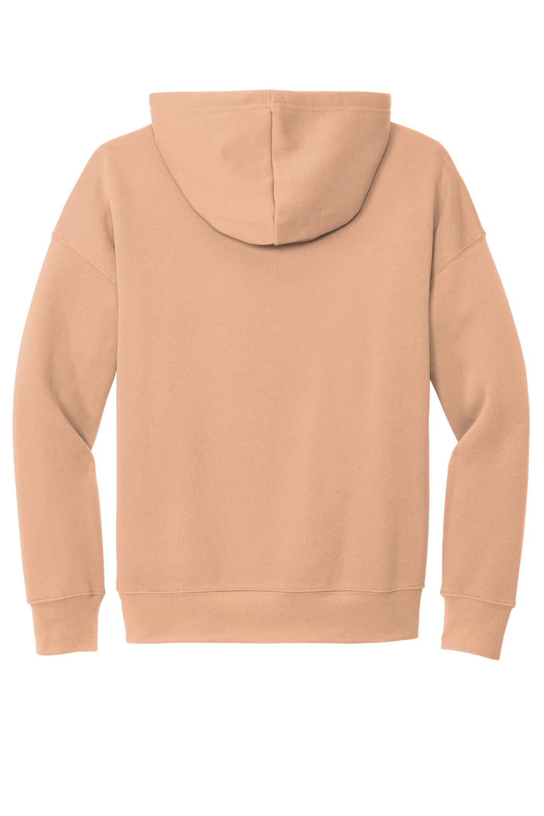 A unisex sponge fleece pullover hoodie in a soft beige colour, featuring a hood and long sleeves.