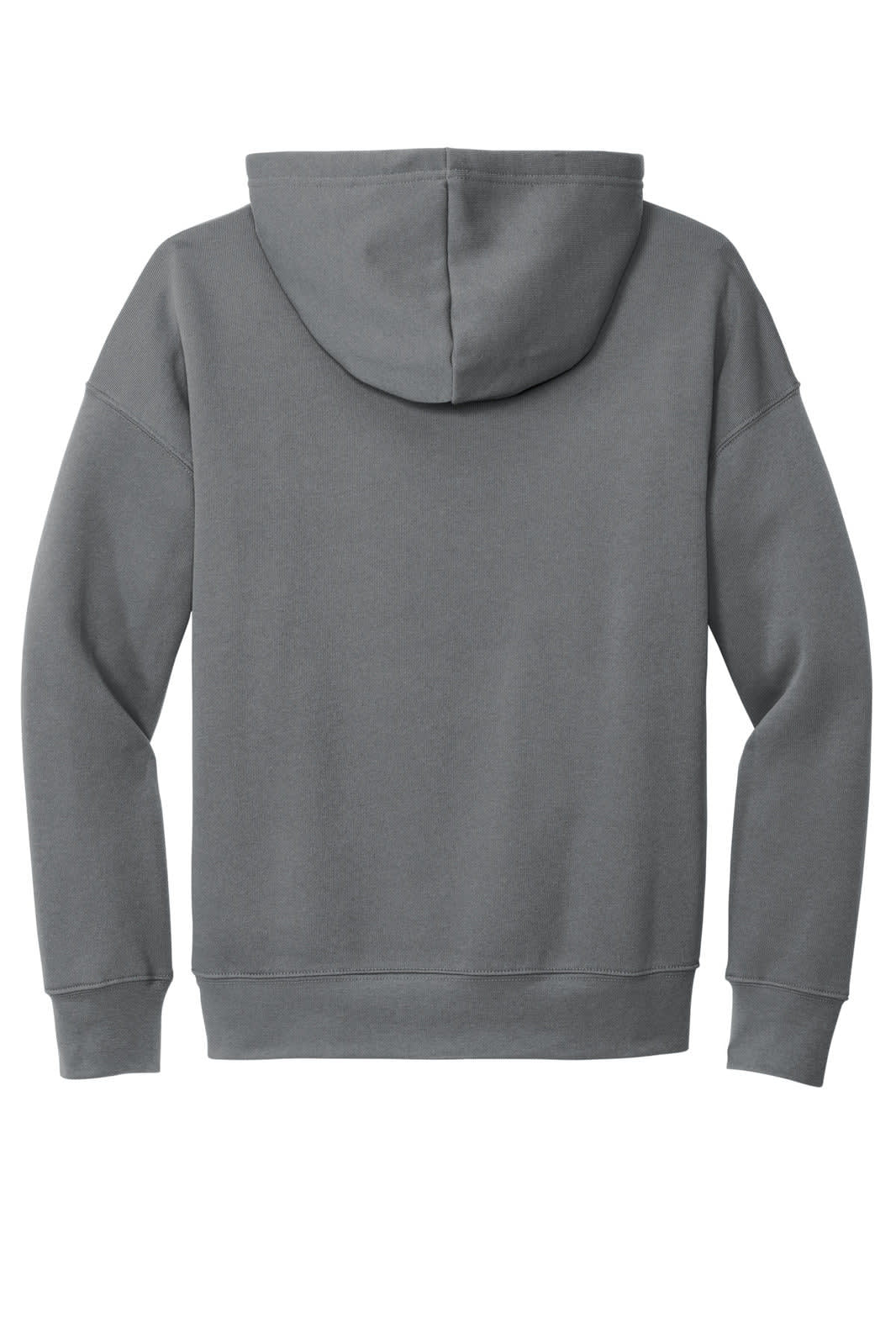 A grey unisex sponge fleece pullover hoodie with a hood, featuring long sleeves and a relaxed fit.