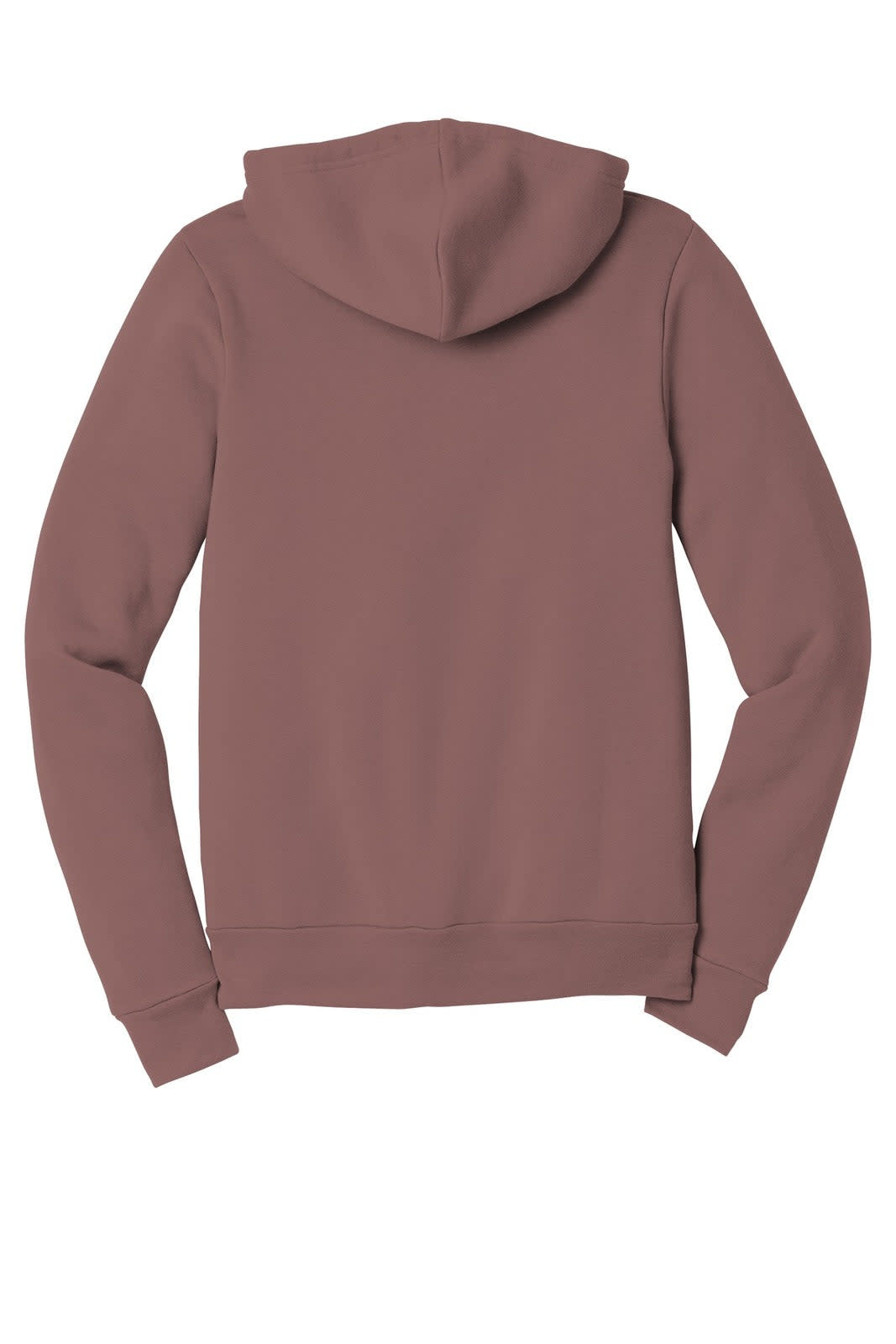 A unisex sponge fleece full-zip hoodie in a muted mauve colour, featuring a hood and long sleeves.