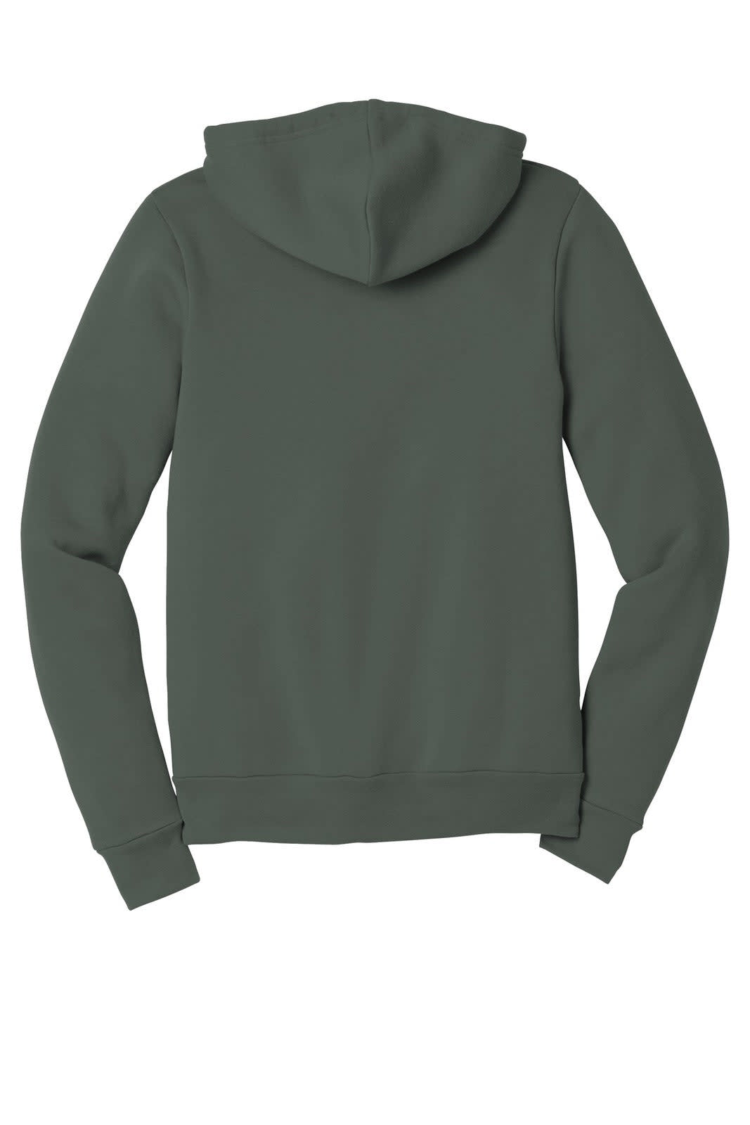 A unisex sponge fleece full-zip hoodie in dark green with a hood and long sleeves. Features a branding logo.