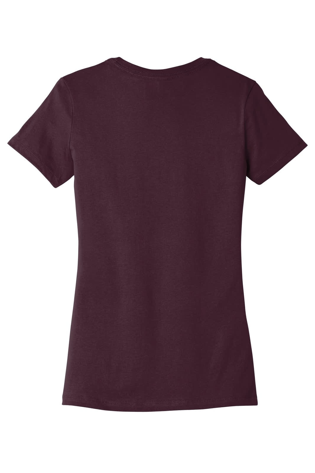 A women's short-sleeve T-shirt in a rich burgundy colour, displaying the back view. It has a branded label.