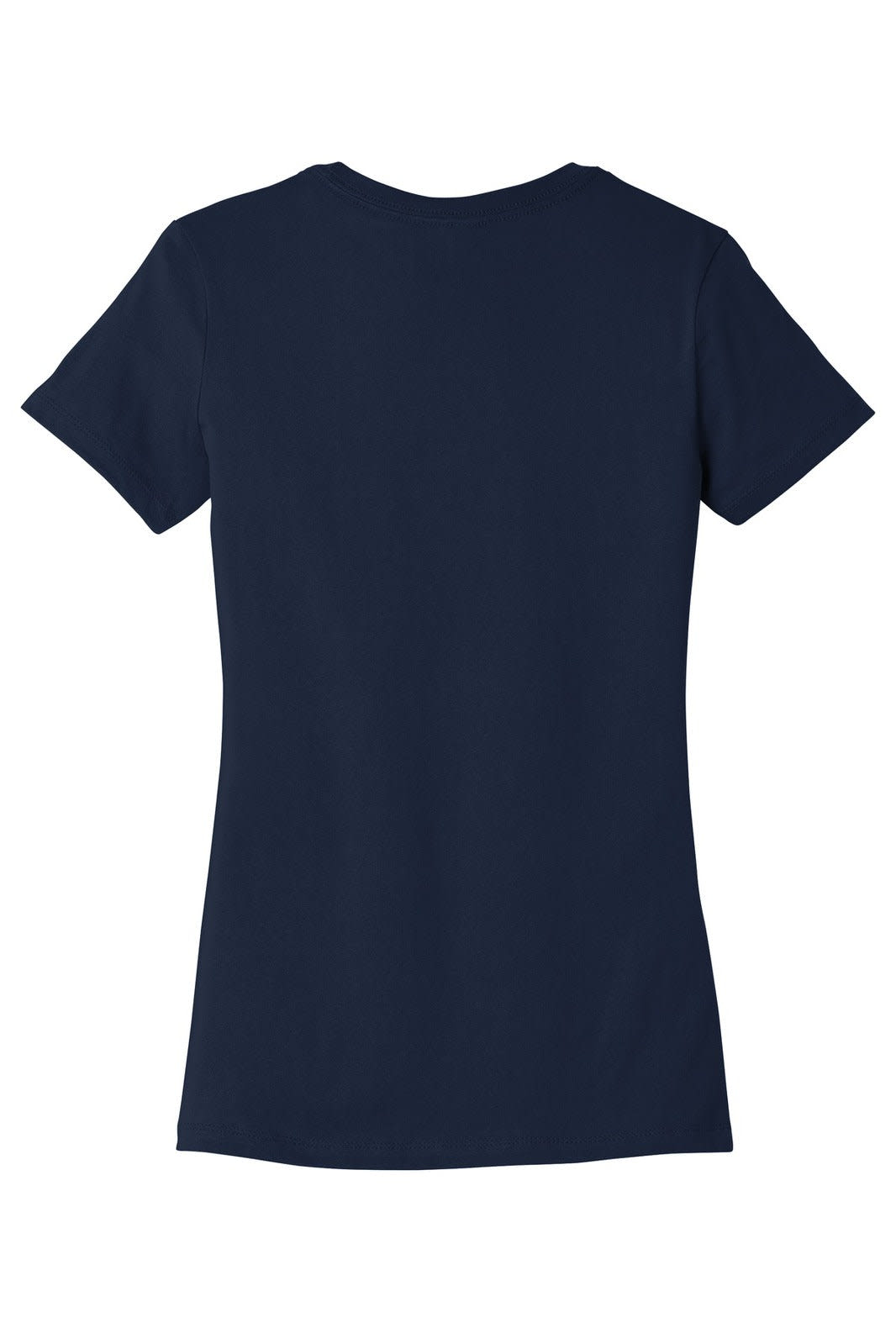 A navy blue women's t-shirt with short sleeves and a fitted design, featuring a brand logo.