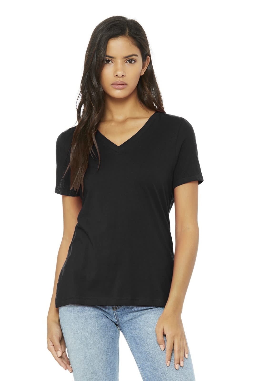 BELLA+CANVAS Women%27s Relaxed Jersey Short Sleeve V-Neck Tee