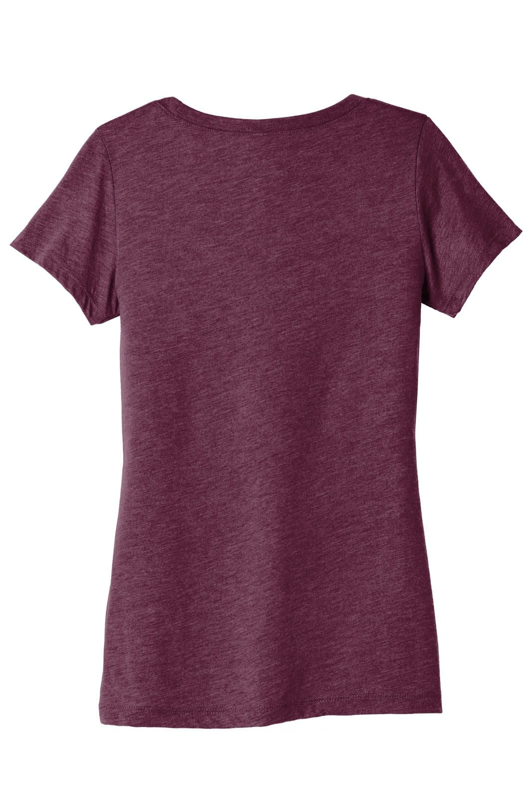 A women's triblend short sleeve tee in a rich burgundy colour, featuring a simple design and no visible branding.