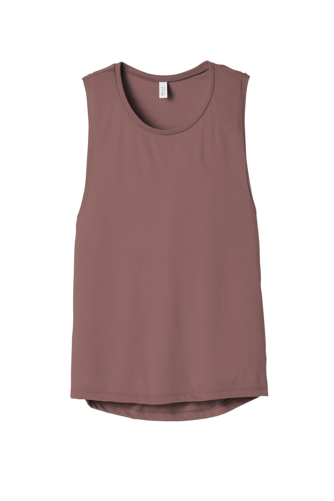 A women's flowy scoop muscle tank in a muted rose colour, featuring a casual sleeveless design and a brand logo.