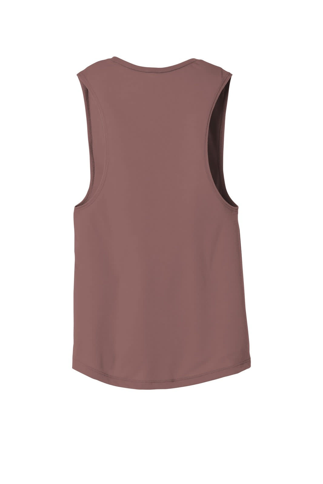 A women's flowy scoop muscle tank in a muted mauve colour, featuring a sleeveless design and a smooth back.