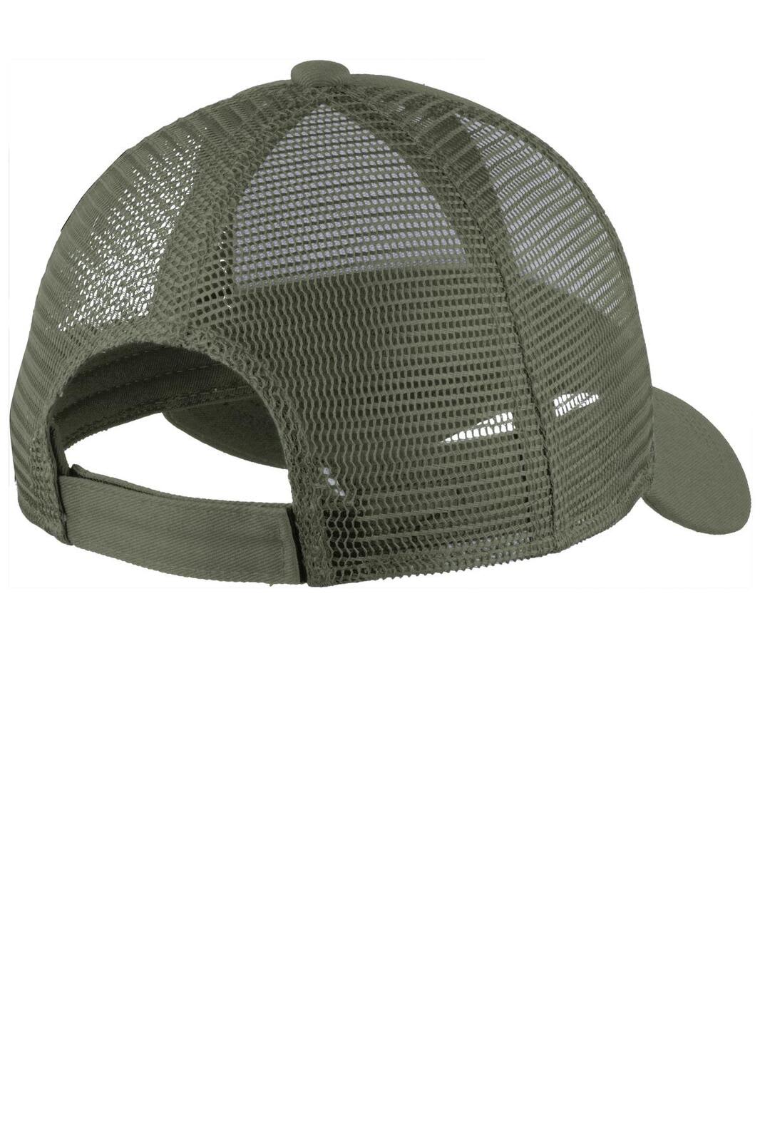 A green adjustable cap featuring a mesh back and a solid front panel, complete with a logo.