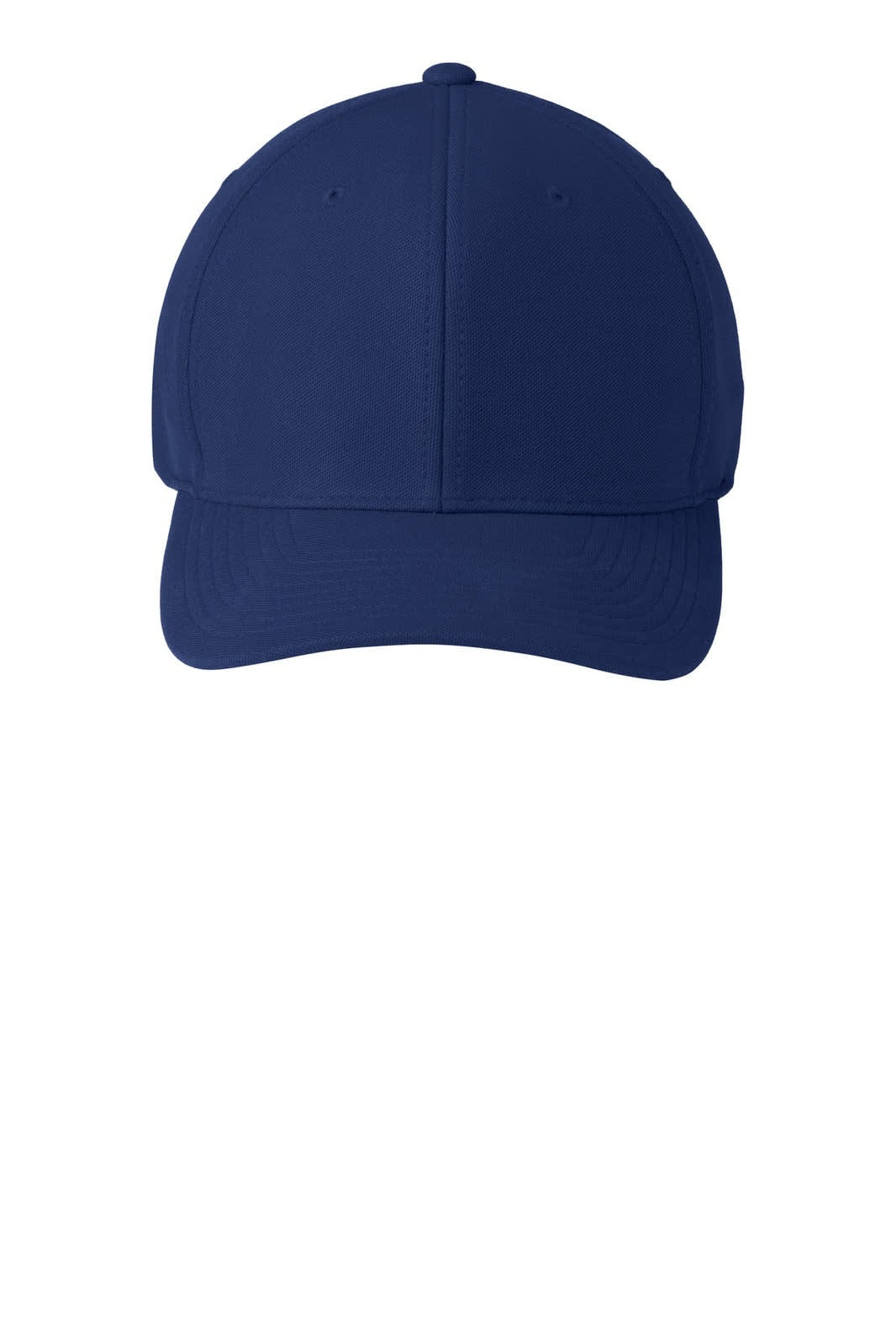 A navy cap made from mini pique fabric with a structured design and a logo.