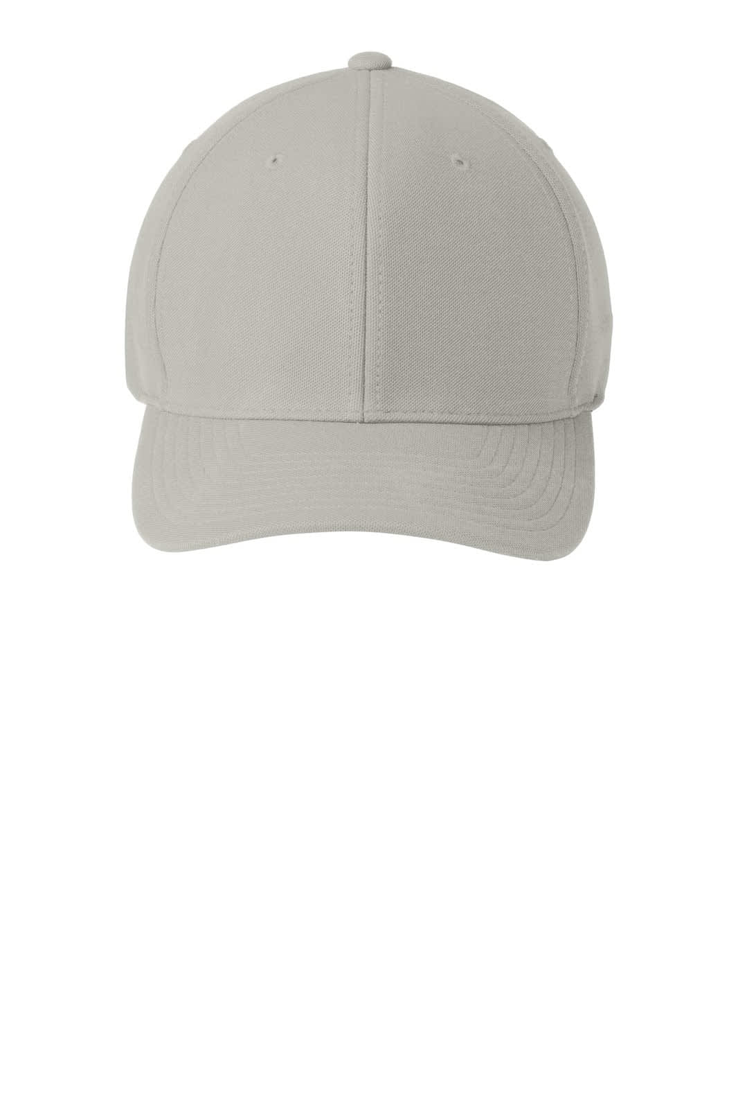 A light grey cap with a structured design and a curved brim, featuring a logo on the front.