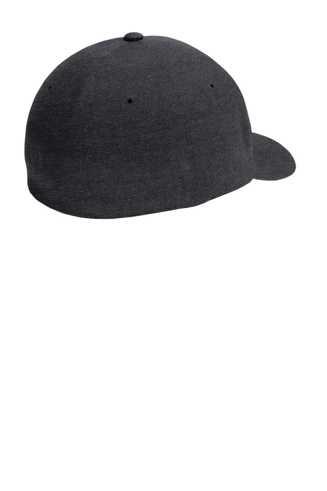 A grey Flexfit Delta cap with a curved peak and a smooth texture, featuring a logo on the side.