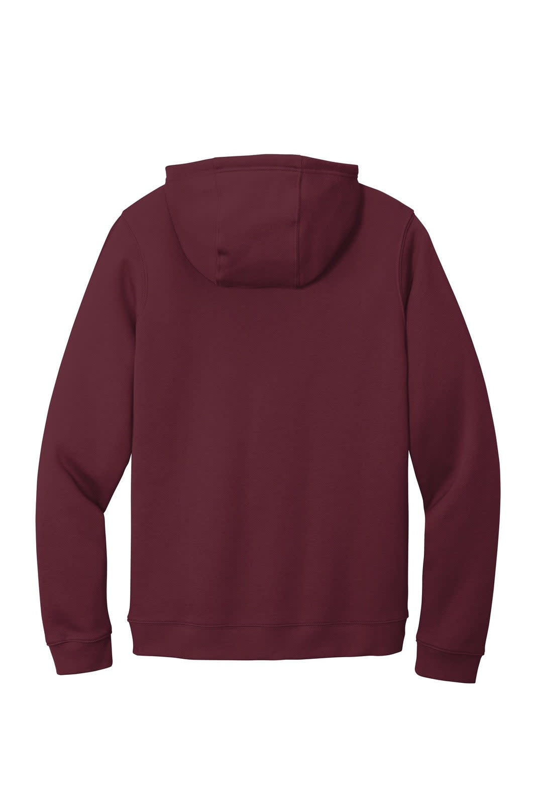 A maroon Nike Club Fleece pullover hoodie with a hood and long sleeves, featuring a logo on the back.