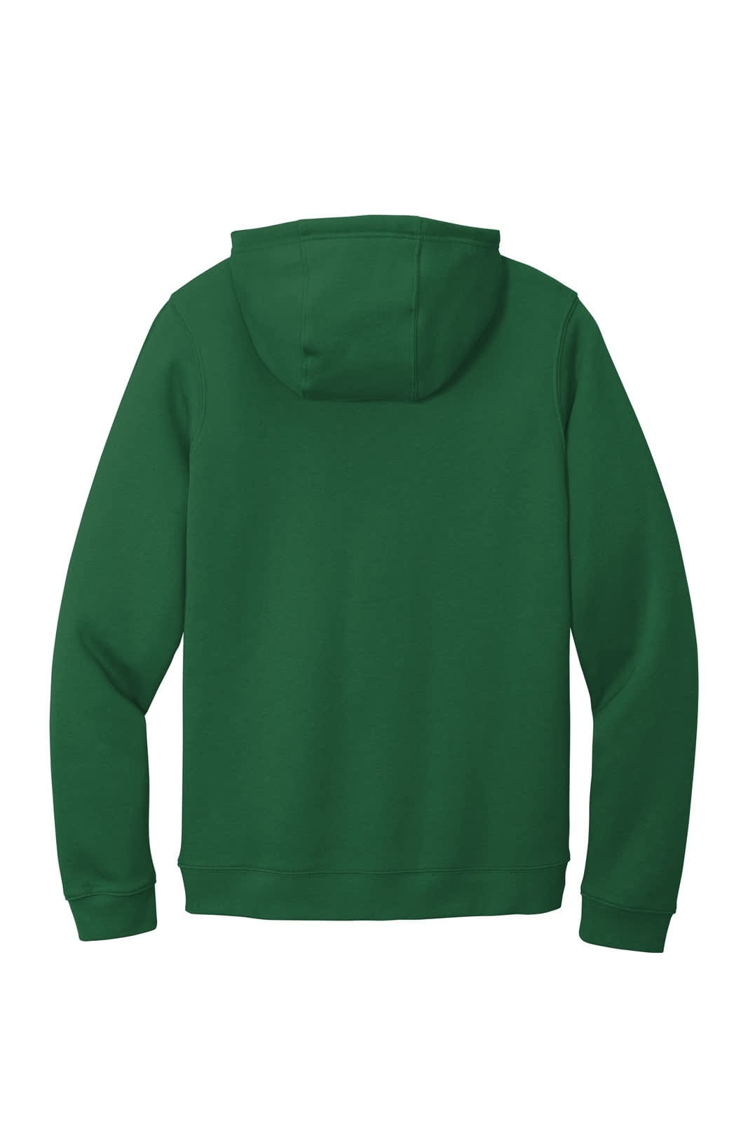 A green Nike Club Fleece pullover hoodie featuring a back view and a hood. The hoodie has a logo on the front.