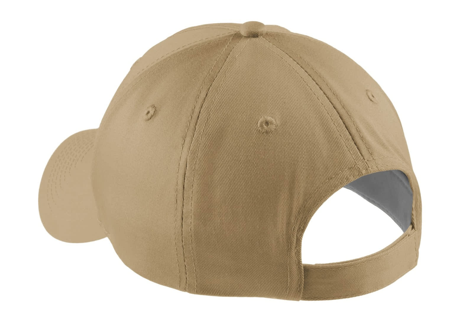 A five-panel twill cap in tan, featuring a curved brim and an adjustable back. Equipped with a logo.
