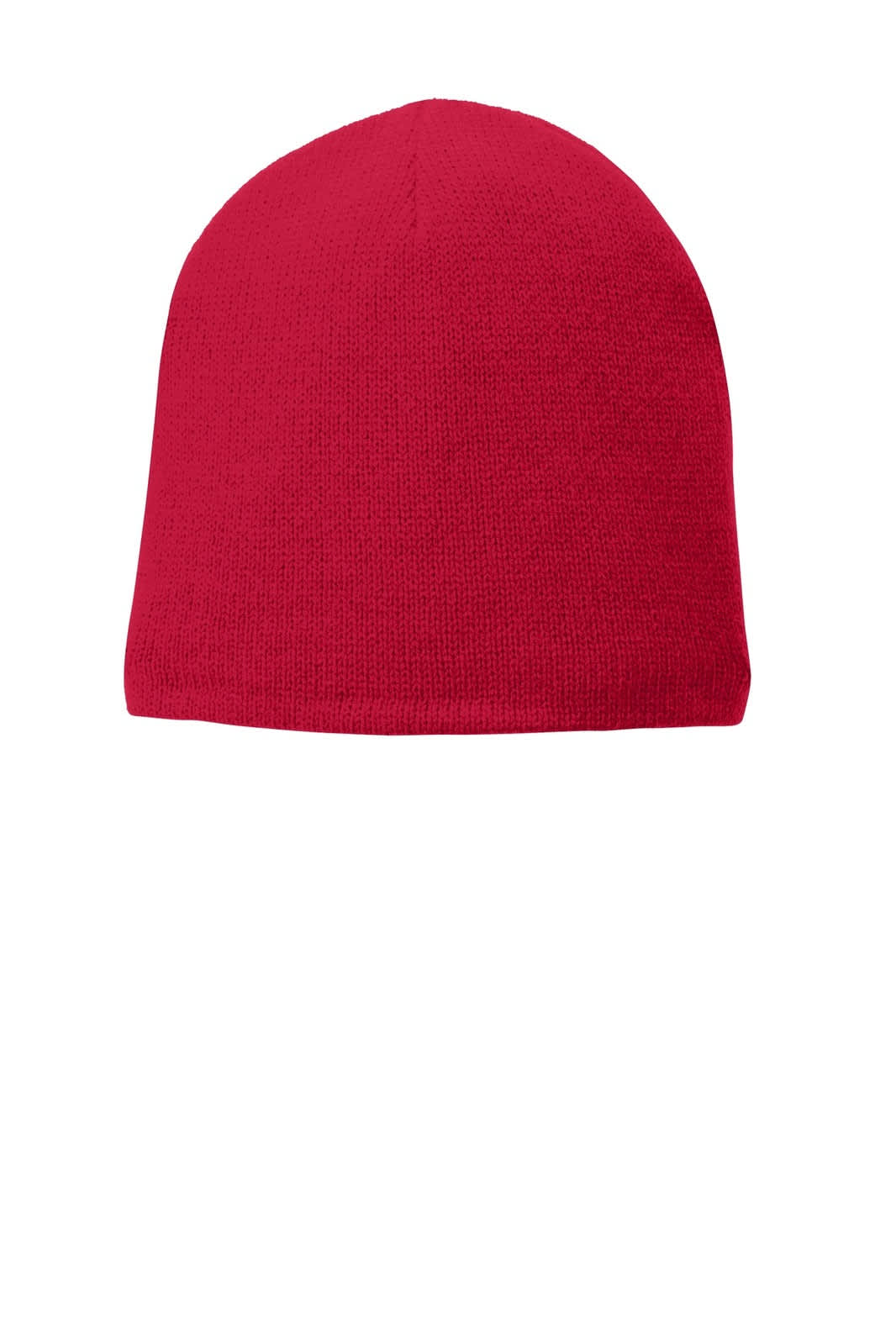 A red fleece-lined beanie cap with a simple design and no visible branding.