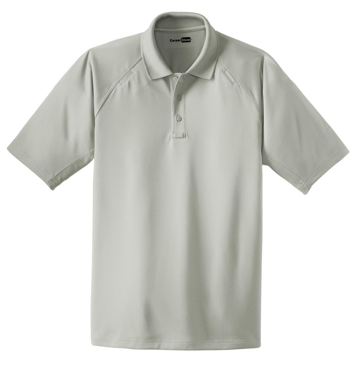 A light grey, snag-proof tactical polo shirt with a collar and short sleeves. It features a logo on the chest.