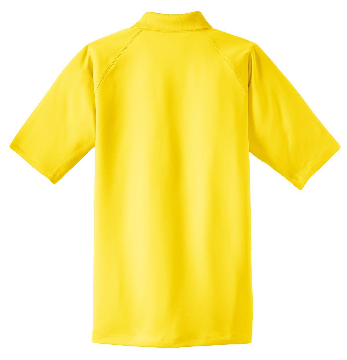 A yellow snag-proof tactical polo shirt with short sleeves and a collar, featuring a brand logo.
