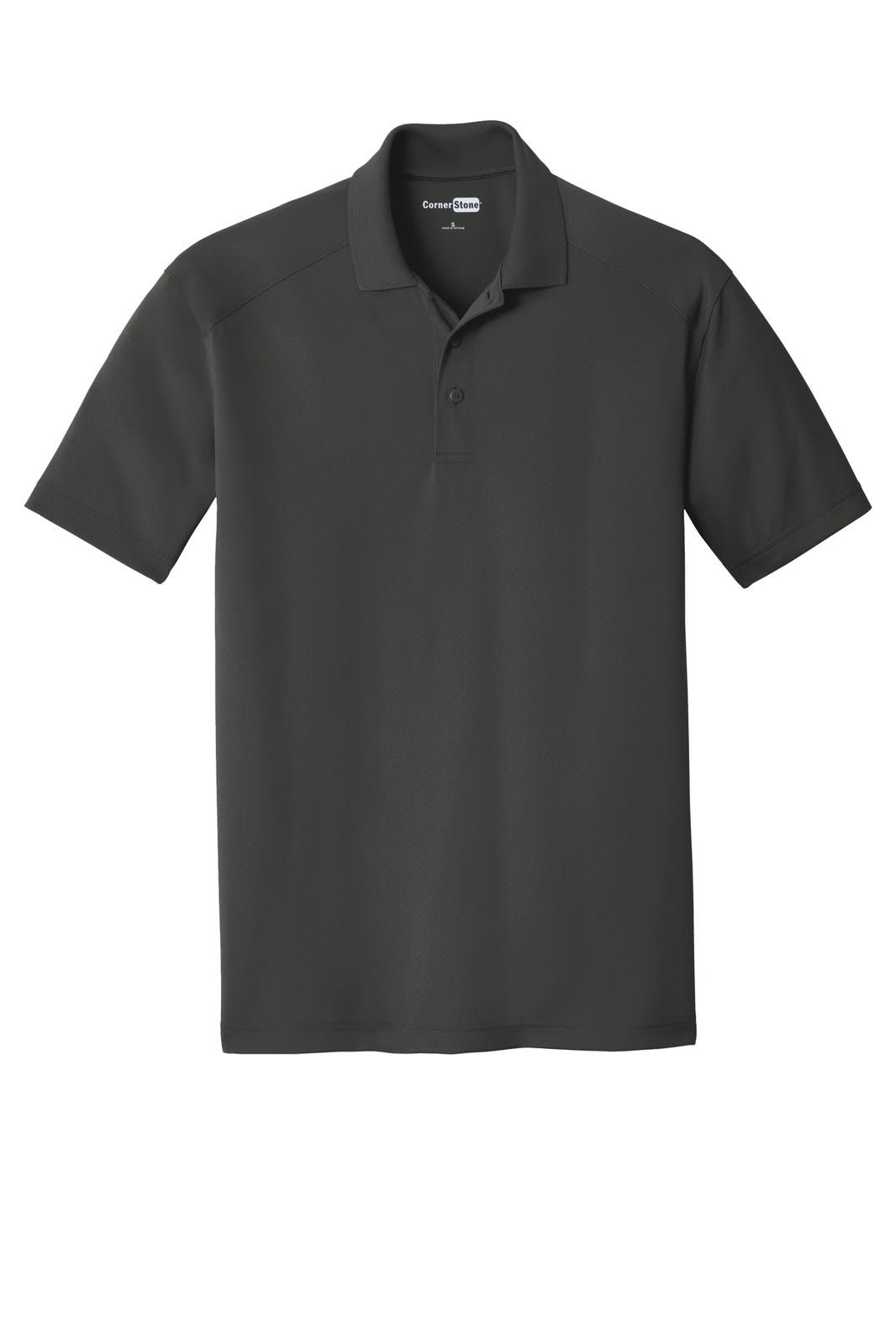 A lightweight snag-proof polo shirt in dark grey with a logo on the chest. Suitable for workwear.