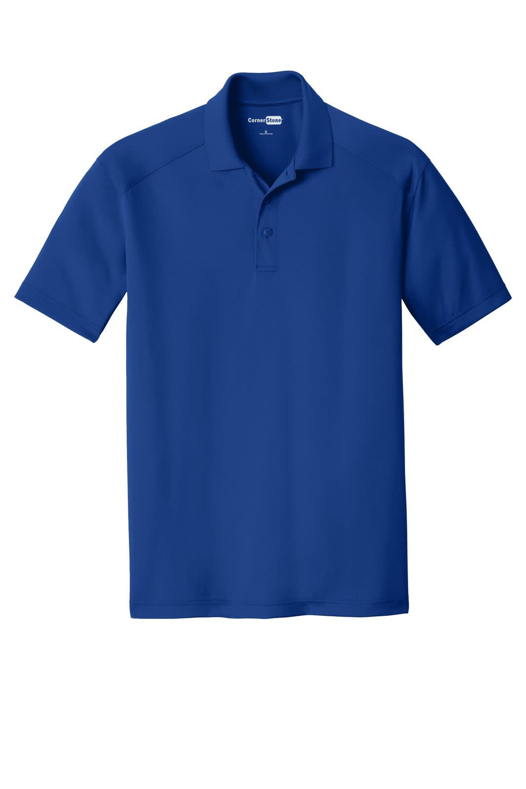A blue lightweight snag-proof polo shirt with a collar and short sleeves, featuring a logo.