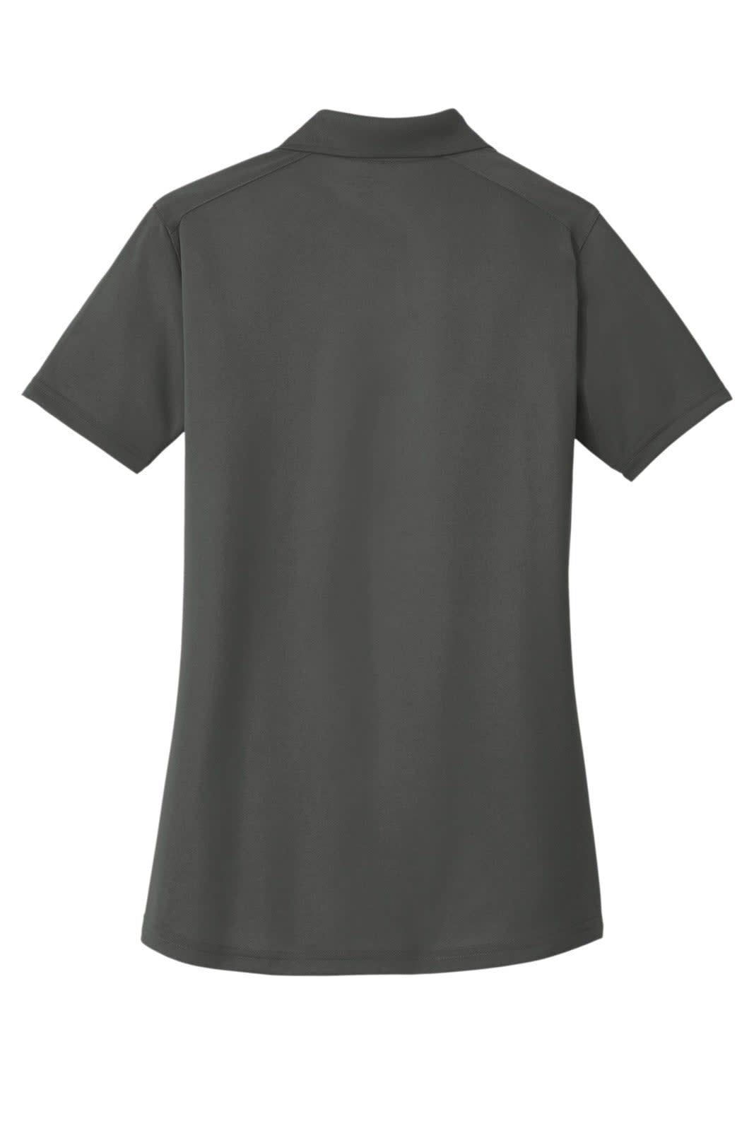 A grey lightweight polo shirt with a classic collar and short sleeves, featuring a logo on the side.