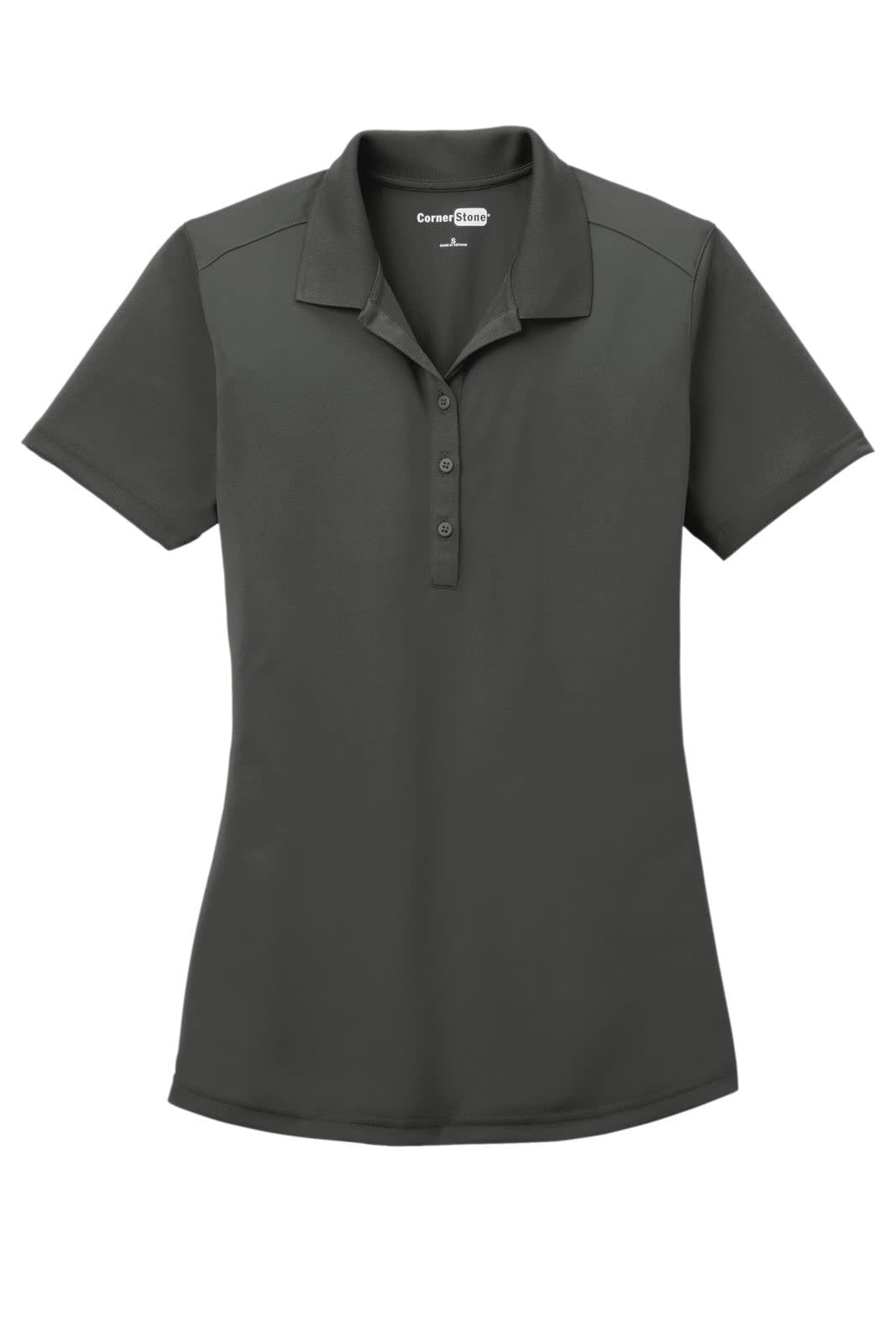 A lightweight snag-proof polo shirt in dark grey for women, featuring a branded logo and a classic collar design.