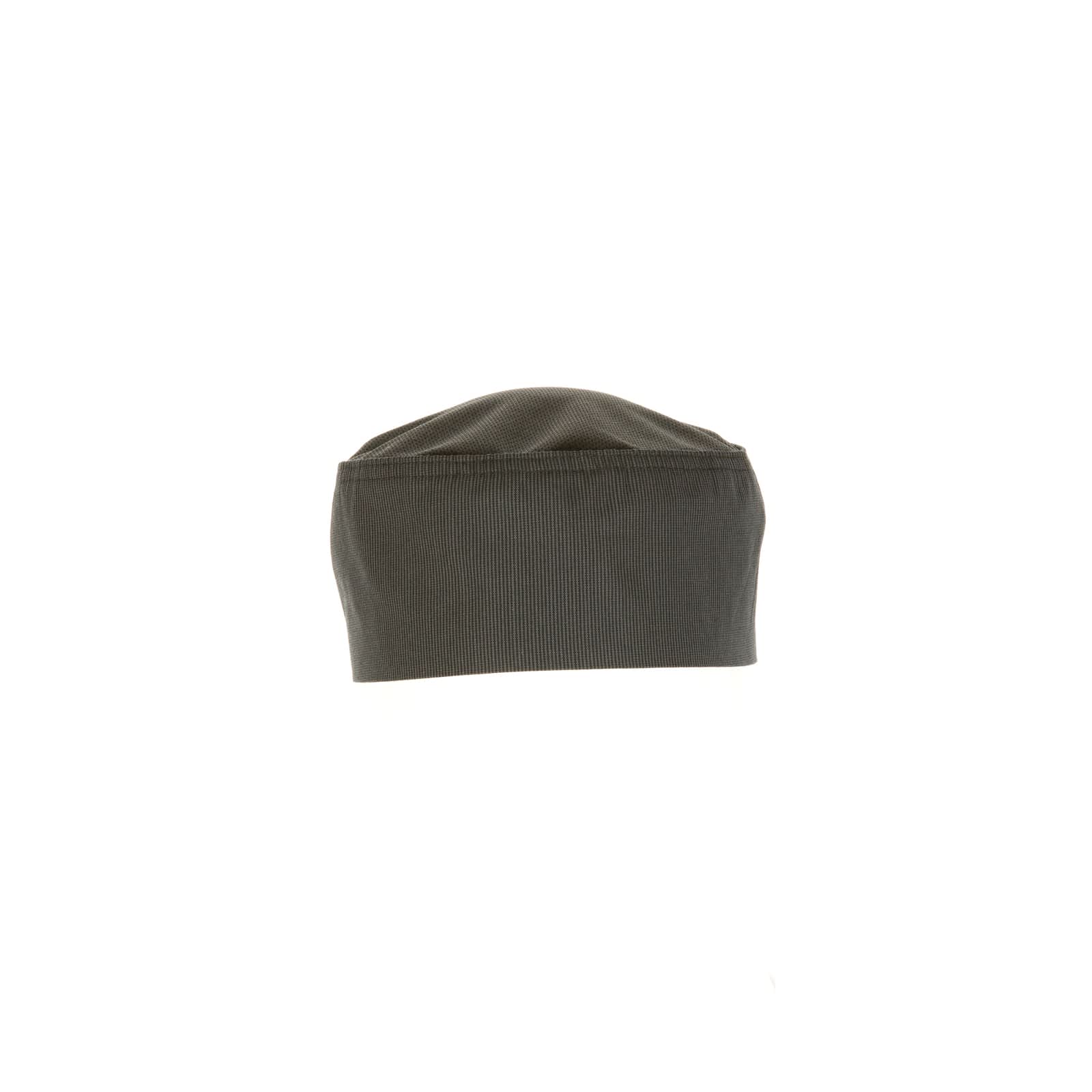 A dark grey chef beanie with a ribbed texture, designed for culinary professionals. It features a simple, unembellished style.