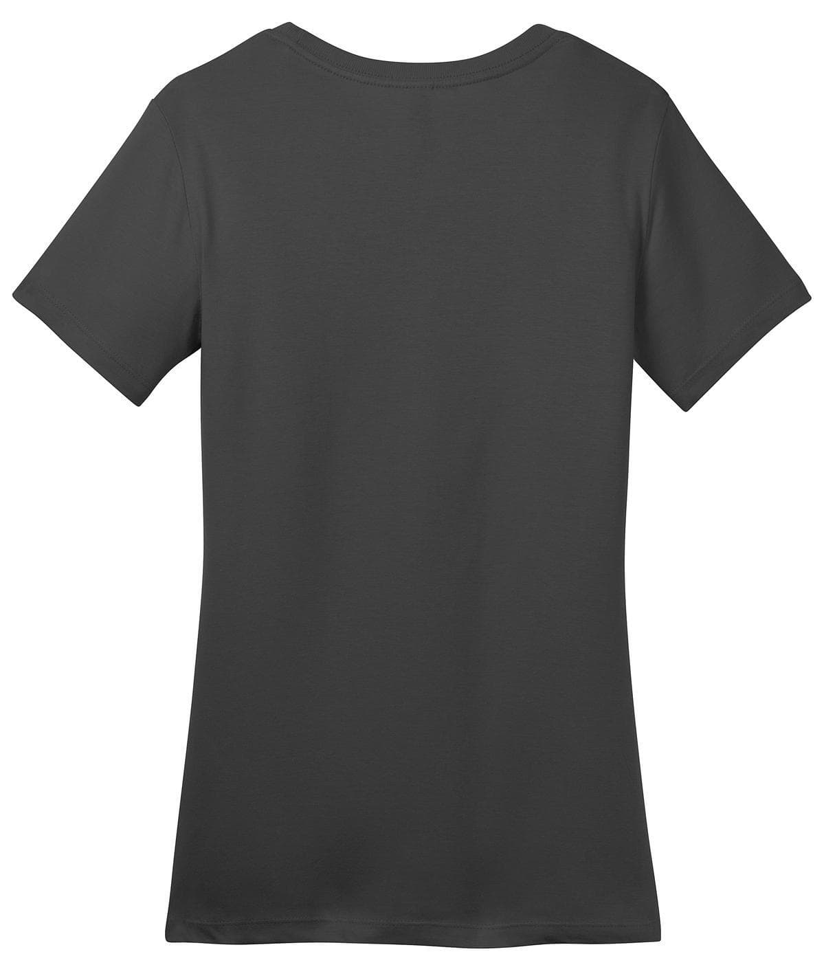 A dark grey ladies' crew t-shirt featuring short sleeves. The back view shows a simple, smooth design.