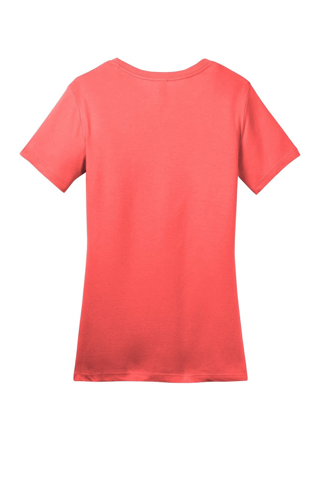 A pink crew neck T-shirt with short sleeves and a smooth back design. It includes branding on the label.
